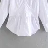 女性夏ホワイトスリムコルセットブラウスシャツトップス長袖薄型女性エレガントカジュアルトップチュニック服Blusas 210513