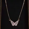 Bos Rose Gold Temperament Smart Butterfly Necklace Micro Inlaid With White Stone Super Flash Lovers Kettingen Vrouwelijke ZC297