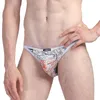 Underbyxor Mens Sexiga Briefs Low Rise Pouch Print Underkläder Tränar Bamboo Andningsbar Mjuk för Man