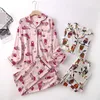 Słodkie królik 100% bawełna piżamas zestaw sleepwear plus size cute cartoon z długim rękawem pijama pijama mujer 210831