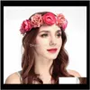 Otras joyas para el cabello Drop Delivery 2021 Amazon Top Seller Encantador Fancy Beauty Mujeres Tocado Flor Venta al por mayor Custom Rose Bridal Garland Zru