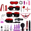 Nxy Sm Bondage Vrdios Lots Erotic Toys for Women Men Handcuffs Nipple Clamps Whip Spanking Dildo Vibratorn Butt Anal Plug Bdsm Set 1223