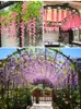 100個の紫の造花の黄色い籐の偽のシルクの花長いぶら下がっている花輪の花の紐ホームパーティーの結婚式のホテルの装飾