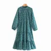 Summer Women Loose Dress Vintage Floral Print Long Sleeve Spliced es Female Elegant Fashion Street vestidos 210513