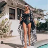 Сексуальная длинная кардигана пляжная одежда солнечная защита от женщин Kaftan Beach Платье 2022 Summer Tunic Pareo Bikini Cover-Up Shape Root Homock Women's Swi