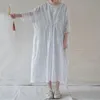 カジュアルドレスジョンチュアウーマンヴィンテージジャッククアードフローラルドレスoネックバットスリーブホワイトローブ2022夏の高品質の綿