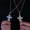 Colliers avec pendentif croix glacée pour hommes, collier en or Rose, bijoux Hip Hop à la mode