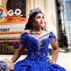 2022 bescheidenes königsblaues Quinceanera-Kleid mit Kristallperlen und Spitzenapplikationen, Vestidos Para XV A￱os, süßes 16-Kleid, Robe de Soir￩e