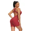 Anti Cellulite Rompers Scrunch Booty One-Piece Set Jumpsuit Leggings Sport Women FitnButt Lift Workout Wear Criss Cross Back X0629