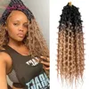 Extensions de cheveux de boîte de papillon Couleur naturelle Ombre Or Désordonné 18 pouces 3x boîte Faux Locs Bohemian Curly Crochet Synthétique Tresses Extensions de Cheveux pour Afro Femmes