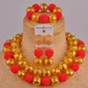 Earrings & Necklace Orange Costume Jewelry Set Simulated Pearl Nigerian Wedding African Beads Sets For Women FZZ53