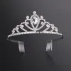 Pink Gems Rhinestone Tiara Blue Crystal Crown Alloy Silver Headband for Kids Girl Prom Birthday Prinecess Costume Party Accessorie4898899