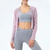 L-048 Mujeres Yoga Deportes Top Suelto Casual Correr Fitness Gimnasio Ropa Mujer Camiseta Manga larga Abrigo Falda de una pieza Cubierta de glúteos Falda de vendaje