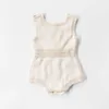 Stickade baby kläder födda rompers handgjorda pompom flicka romer 100% bomull spädbarn pojkar jumpsuit overalls 210429