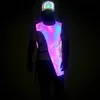 Glow Kolorowa Kamizelka Odblaskowa Mężczyzna Hip Hop Night Fluorescencyjne kamizelki Mężczyźni Harajuku Shiny Belt Outwear Kamizelki Chaleco 210522