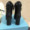 New Designer Leather and Nylon Fabric Boots Luxury Women Ankle Boot Biker Australia Platform Heels Winter Sneakers Size US 4-10