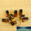 Kampanj 50pcs / lot glas 3ml Amber Essential Oljeflaska Mini Tomt Svart Lock Liten Kvinnor Kosmetisk Jar Sample Flaskan Raffillerbar Fabrikspris Expert Design