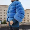Płaszcz zimowy kobiety prawdziwe futro 100% naturalna kamizelka gruba ciepła regularna skórzana kurtka 211220