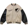 Hiphop Streetwear Baseballjack 221 Brief Hart Borduurwerk Patchwork Bomber Jassen Harajuku Casual Varsity College Coat 211126