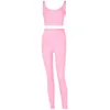 OH OOOH2021Wood Ear Camisole Hip-Lifting Exercise Running FitnLeggings Two-Piece Yoga Suit Workout Two Piece Yoga Set Women X0629