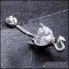 Nombril Bell Bouton Anneaux Corps Bijoux En Gros Sexy Amour Coeur Ventre Piercing Zircon Cristal Femmes Médical Inoxydable Drop Delivery 2021 Jc