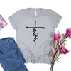 Women's T-Shirt Faith Cross Christian Shirt Jesus T Shirts Religious Tee Unisex Graphic Tshirts Summer Plus Size Tops