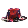 2021 Färgglada slipsfärgade filter jazzhattar kvinnor faux ull fedora hatt bred grim panama stil party formell chapeau gambler cap285r