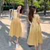 8062 Summer Korean Fashion Maternity Long Party Dress Elegant A Line Loose Clothes For Pregnant Women Plus Size 4XL Graviditet DRE1825037