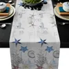 Ocean Starfish Shell Gray Modern Table Runner för Bröllopsfest Chirstmas Cake Floral Bordduk Dekoration 210708