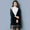 Autumn and Winter Mink Cloak Coat Women039s Thicked DualPurpose Scarf Solid Color Cardigan Cloak med ärmar bärbar sjal8255174