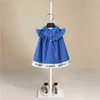 Bébé Gril vêtements 2021 été sans manches bleu paillettes nouveaux enfants robe douce fête princesse robe enfants robe G1129