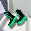 Donne Bounce Platform Lace-up Boots Bulky Arrotondato Scarpe in pelle BEIGE Nero Dimensioni verde con scatola