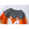 Autumn Winter Boys Girls Long Sleeve Fox Knitted Sweater 1-7Yrs s 100% Cotton Baby Kids 210429