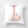 Kuddefodral Storbritannien Single Letter Printed Cushion Cover Alfabet A-Z Initialer Decors Dekorativa fyrkantiga blommor Kuddväskor Falldekor