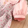 Sommar tjej blommig prinsessa klänning baby casual klänningar barn europa stil kläder barn bomull docka krage vestidos 2-6y 210615