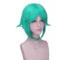 Echt haarHaarkaploze pruiken Feestmaskers Anime Houseki No Kuni Cosplaypruik Land of the Human Lustrous Phosphophyllite Halloween Kostuum Groen Kort C020