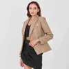 Manteau de coton mince court noir pour femmes revers à manches longues tunique à carreaux Parkas femme automne style de mode 210524