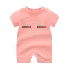 Top marque bébé Onesies barboteuse à manches courtes lettres d'été à la mode et polyvalentes sur la poitrine vêtements de nouveau-né en pur coton