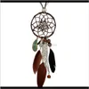 Idealway 4 Colors Bohemian Fashion Silver Plated Leather Double Chain Resin Feather Tassel Dreamcatcher Necklace Y0R36 Necklaces Vhyo9