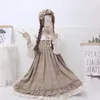 Japanisches Puppenhalsband, gerüscht, volle Ärmel, Midikleid, Gothic-Lolita-Kleid, viktorianisch, weich, süß, süß, locker, Vintage 210604