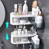 Creative Corner Shower Shelf Rotating Tripod Wall Mount Storage Rack Organizer Bathroom Accessories 210423