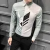 Patchwork coreano Casual uomo camicia primavera manica lunga abito camisa masculina club partito streetwear camicetta abbigliamento maschile 210527