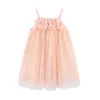 Mudkingdom zimne ramię Dziewczyna Strappy Dress Blush Sparkle Kwiat Dla Dziewczyn Pasek Suknie Tulle Fluffy Toddler Letnie Ubrania 210615