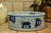 Bthroom Counter Top Wash Basin Cloakroom Hand Painted Vessel Sink bathroom sinks Blue and white sink to bathroom