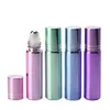 2021 10ml 1/3OZ Glass Perfume Empty Roller Bottle With Gold Lid Electroplated Roll On Bottles For Essential Oils Deodorant Containers