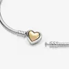 Pandoraany Designer Jewelry 925 Silver Armband Charm Bead Fit kupoled Golden Heart Clasp Snake Chain Slide Armband Pärlor Europeiska stil Charms pärlstav Murano