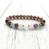 Relief Stress Angst Bracelet 7 Crystals Healing Pols Mala Kralen Voor Dagelijkse dankbaarheid Rhodonite Beaded, Strands