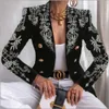 秋のファッションプリントブレザーコート女性長袖スリムエレガントなオフィスレディブレザープラヤサイズ5xlカジュアルシックな女性ジャケット211006