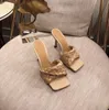 2021 luksusowy projektant kobiet sandały skórzane sandały letnia moda damska tkane klapki szpilki najwyższa jakość z rozmiarem pudełka 35-41