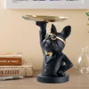 Statua do przechowywania Bulldog Nordic Luksusowy Figurka Przekąski Cukierki Taca Wejście Desk Key Talerz Monety Bank Rzeźba Home Decor 210727